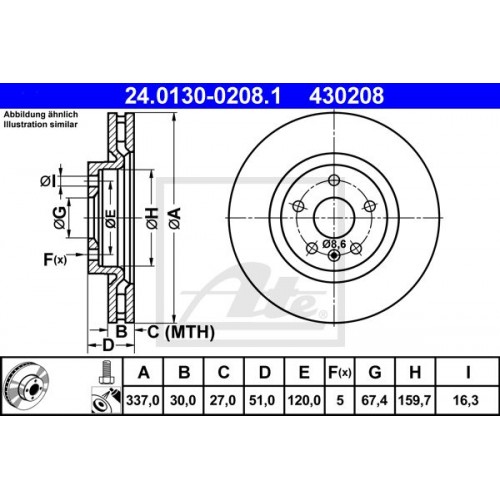 Δισκόπλακες OPEL INSIGNIA 2008 - 2013 ATE 24.0130-0208.1