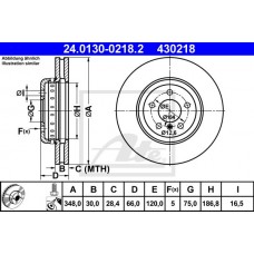 Δισκόπλακες BMW 5 Series 2010 - 2014 (F10) (F11) ATE 24.0130-0218.2