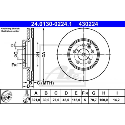 Δισκόπλακες OPEL ASTRA 2010 - 2013 ( J ) ATE 24.0130-0224.1
