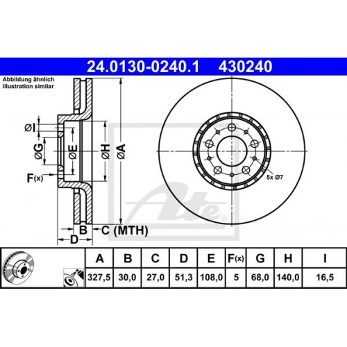 Δισκόπλακες VOLVO XC90 2003 - 2006 ATE 24 Δισκόπλακες VOLVO XC90 2003 - 2006 ATE 24