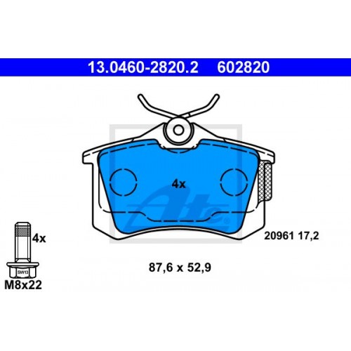 Τακάκια Σετ VW NEW BEETLE 2005 - 2011 ( 9C1 ) ATE 13.0460-2820.2