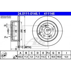 Δισκόπλακες HYUNDAI SANTA FE 2007 - 2010 ( CM ) ATE 24.0111-0146.1