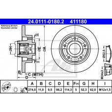 Δισκόπλακες RENAULT SCENIC 2008 - 2012 ( JZ ) ATE 24