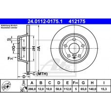 Δισκόπλακες AUDI TT 2006 - 2011 ( 8J ) ATE 24.0112-0175.1