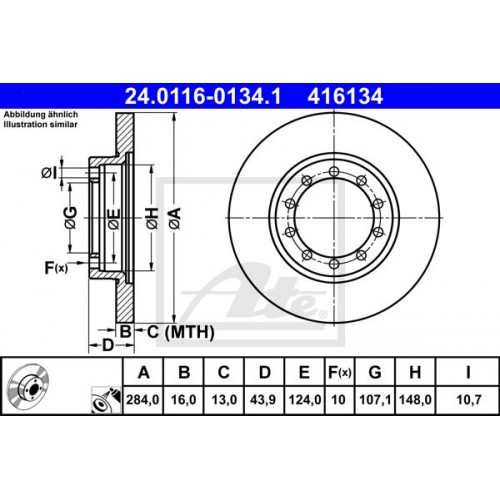 Δισκόπλακες FORD TRANSIT 2006 - 2012 ATE 24.0116-0134.1 Δισκόπλακες FORD TRANSIT 2006 - 2012 ATE 24.0116-0134.1
