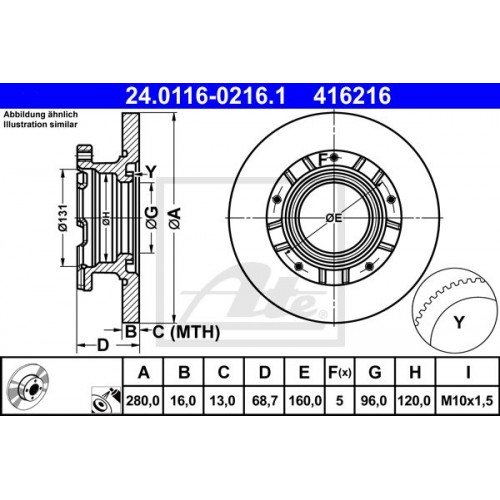 Δισκόπλακες FORD TRANSIT 2006 - 2012 ATE 24.0116-0216.1