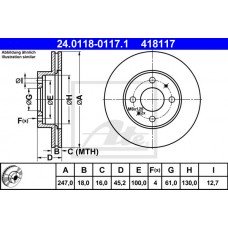 Δισκόπλακες NISSAN ALMERA 1995 - 1998 ( N15 ) ATE 24.0118-0117.1