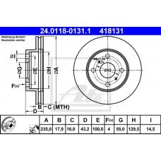 Δισκόπλακες TOYOTA YARIS 2003 - 2006 ( XP10 ) ATE 24.0118-0131.1