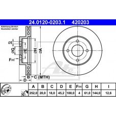 Δισκόπλακες NISSAN ALMERA 1995 - 1998 ( N15 ) ATE 24.0120-0203.1