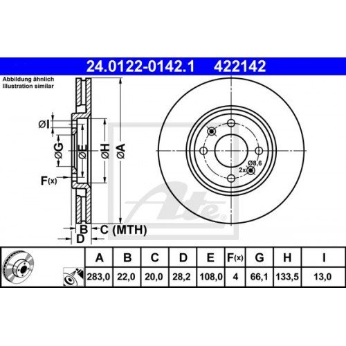 Δισκόπλακες PEUGEOT 306 1993 - 1996 ( N3 ) ATE 24.0122-0142.1