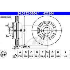 Δισκόπλακες MINI COOPER 2002 - 2004 ATE 24.0122-0204.1
