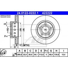 Δισκόπλακες VW PASSAT 2000 - 2005 ( 3B3 ) ATE 24.0122-0222.1