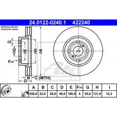 Δισκόπλακες TOYOTA YARIS 2006 - 2009 ( KL9 ) ATE 24.0122-0240.1