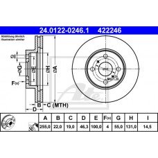 Δισκόπλακες TOYOTA YARIS 2006 - 2009 ( KL9 ) ATE 24.0122-0246.1