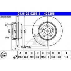 Δισκόπλακες TOYOTA AURIS 2007 - 2010 ( E150 ) ATE 24.0122-0256.1