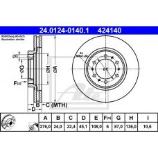 Δισκόπλακες MITSUBISHI PAJERO 2000 - 2002 ATE 24.0124-0140.1