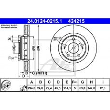 Δισκόπλακες MITSUBISHI OUTLANDER 2003 - 2007 ( CU ) ATE 24.0124-0215.1