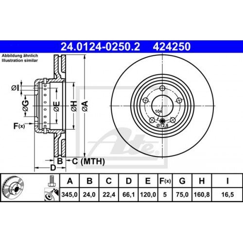 Δισκόπλακες BMW 3 Series 2012 - 2014 ( F30/31/34 ) ATE 24.0124-0250.2