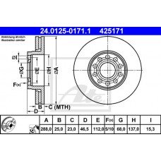 Δισκόπλακες VW PASSAT 2000 - 2005 ( 3B3 ) ATE 24.0125-0171.1