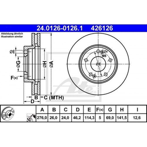 Δισκόπλακες HYUNDAI SANTA FE 2000 - 2004 ( SM ) ATE 24.0126-0126.1 Δισκόπλακες HYUNDAI SANTA FE 2000 - 2004 ( SM ) ATE 24.0126-0126.1