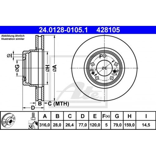 Δισκόπλακες BMW 7 Series 1994 - 2001 ( E38 ) ATE 24.0128-0105.1