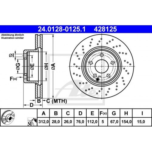 Δισκόπλακες MERCEDES S CLASS 1998 - 2002 ( W220 ) ATE 24.0128-0125.1