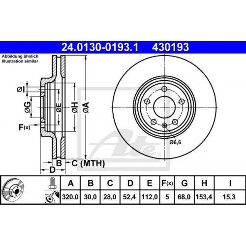 Δισκόπλακες AUDI A4 2008 - 2011 ( 8K ) ATE 24.0130-0193.1 Δισκόπλακες AUDI A4 2008 - 2011 ( 8K ) ATE 24.0130-0193.1