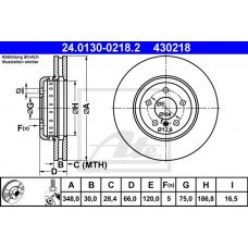 Δισκόπλακες BMW 5 Series 2010 - 2014 (F10) (F11) ATE 24.0130-0218.2