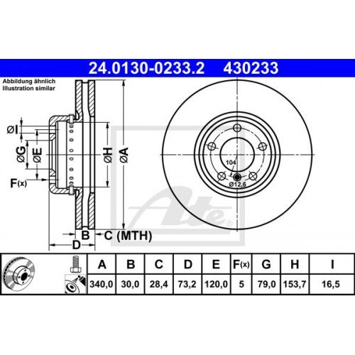 Δισκόπλακες BMW 3 Series 2012 - 2014 ( F30/31/34 ) ATE 24.0130-0233.2