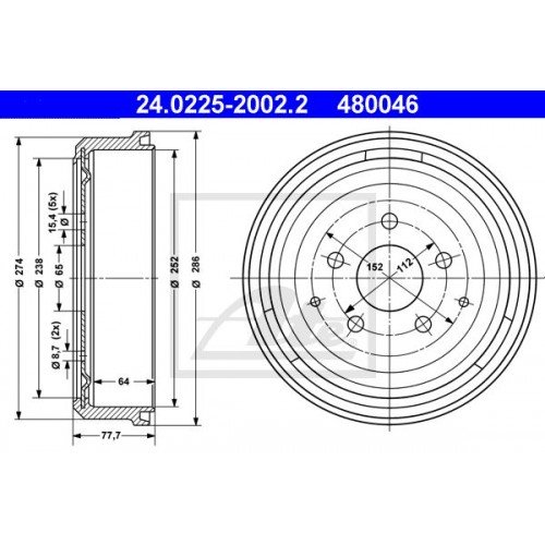 Ταμπούρο VW TRANSPORTER 1979 - 1991 ( T3 ) ATE 24.0225-2002.2