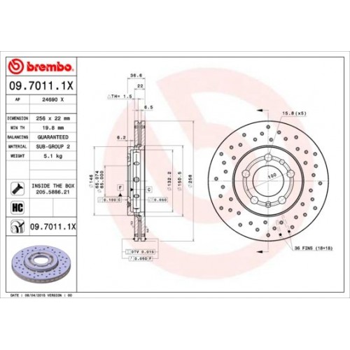 Δισκόπλακες VW GOLF 1998 - 2004 ( Mk4 ) BREMBO 09.7011.1X
