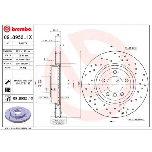 Δισκόπλακες BMW Z4 2003 - 2005 ( E85 ) BREMBO 09.8952.1X