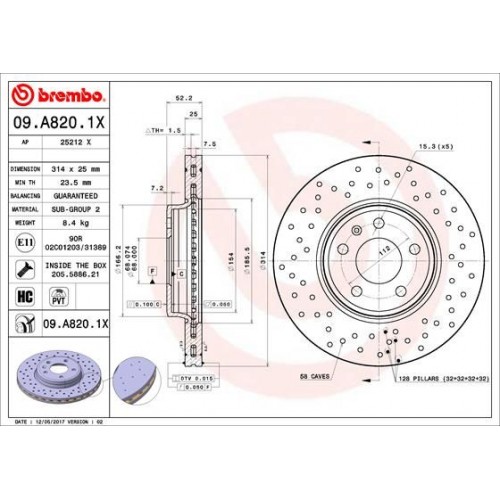 Δισκόπλακες AUDI A4 2008 - 2011 ( 8K ) BREMBO 09.A820.1X Δισκόπλακες AUDI A4 2008 - 2011 ( 8K ) BREMBO 09.A820.1X