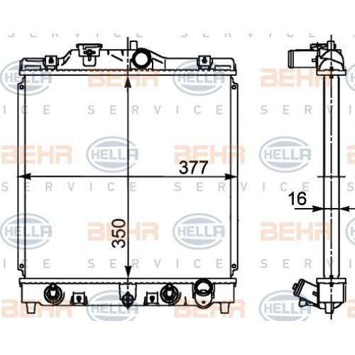 Ψυγείο Νερού HONDA CIVIC 1992 - 1995 ( EG / H / J ) HELLA 8MK 376 719-781