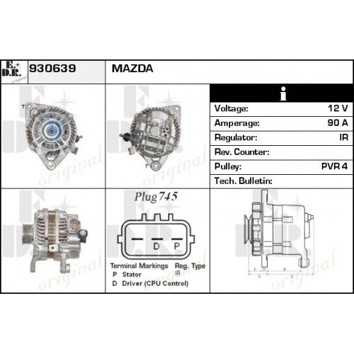 Δυναμό/Εναλλάκτης MAZDA 2 2007 - 2010 ( DE ) A2TG1391