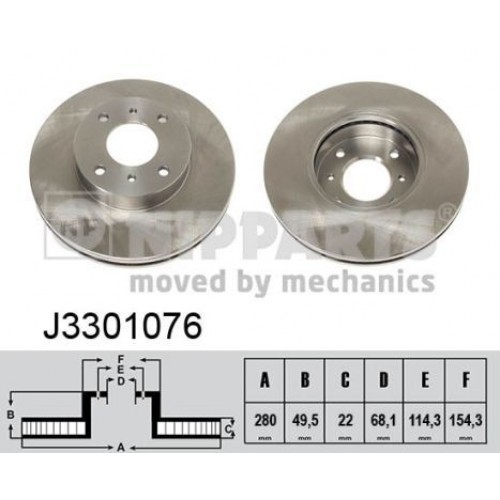 Δισκόπλακες NISSAN ALMERA 2000 - 2002 ( N16 ) NIPPARTS J3301076 Δισκόπλακες NISSAN ALMERA 2000 - 2002 ( N16 ) NIPPARTS J3301076