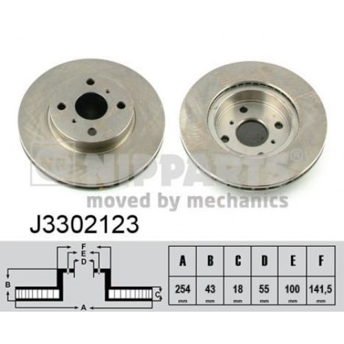 Δισκόπλακες TOYOTA PASEO 1995 - 1999 ( EL54 ) NIPPARTS J3302123 Δισκόπλακες TOYOTA PASEO 1995 - 1999 ( EL54 ) NIPPARTS J3302123