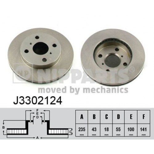 Δισκόπλακες TOYOTA YARIS 2003 - 2006 ( XP10 ) NIPPARTS J3302124 Δισκόπλακες TOYOTA YARIS 2003 - 2006 ( XP10 ) NIPPARTS J3302124