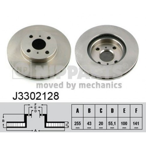 Δισκόπλακες TOYOTA YARIS 2003 - 2006 ( XP10 ) NIPPARTS J3302128