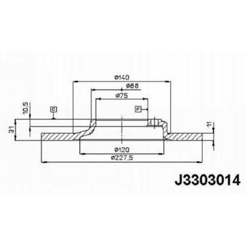 Δισκόπλακες MAZDA 323 1983 - 1985 ( BD ) NIPPARTS J3303014