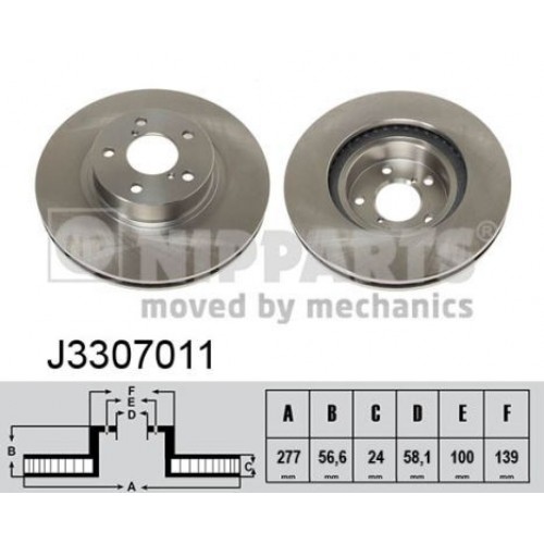 Δισκόπλακες SUBARU FORESTER 2000 - 2002 ( SF ) NIPPARTS J3307011 Δισκόπλακες SUBARU FORESTER 2000 - 2002 ( SF ) NIPPARTS J3307011