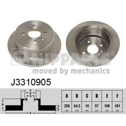 Δισκόπλακες CHEVROLET-DAEWOO NUBIRA 2003 - 2005 ( J200 ) NIPPARTS J3310905 Δισκόπλακες CHEVROLET-DAEWOO NUBIRA 2003 - 2005 ( J200 ) NIPPARTS J3310905