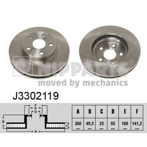 Δισκόπλακες TOYOTA AVENSIS 2000 - 2003 ( T220 ) NIPPARTS J3302119 Δισκόπλακες TOYOTA AVENSIS 2000 - 2003 ( T220 ) NIPPARTS J3302119