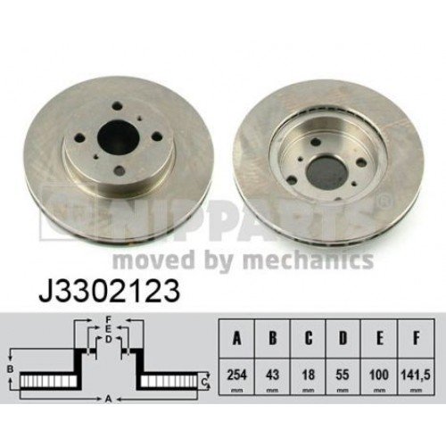 Δισκόπλακες TOYOTA PASEO 1995 - 1999 ( EL54 ) NIPPARTS J3302123 Δισκόπλακες TOYOTA PASEO 1995 - 1999 ( EL54 ) NIPPARTS J3302123