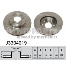 Δισκόπλακες HONDA CIVIC 1990 -1992 ( EC / D / E / F ) NIPPARTS J3304019