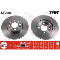 Δισκόπλακες FIAT BRAVA 1995 - 2003 ( 182 ) TRW DF2686