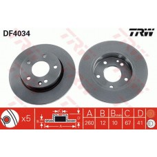 Δισκόπλακες MERCEDES A CLASS 2001 - 2004 ( W168 ) TRW DF4034