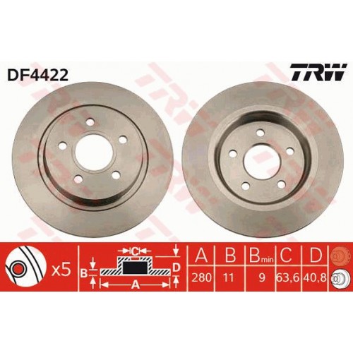 Δισκόπλακες FORD FOCUS 2004 - 2008 (MK2A) TRW DF4422 Δισκόπλακες FORD FOCUS 2004 - 2008 (MK2A) TRW DF4422