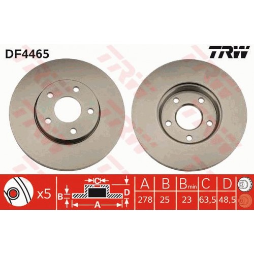 Δισκόπλακες FORD FOCUS 2004 - 2008 (MK2A) TRW DF4465 Δισκόπλακες FORD FOCUS 2004 - 2008 (MK2A) TRW DF4465