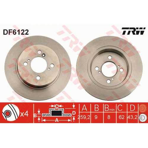 Δισκόπλακες SUZUKI SWIFT 2011 - 2014 TRW DF6122 Δισκόπλακες SUZUKI SWIFT 2011 - 2014 TRW DF6122
